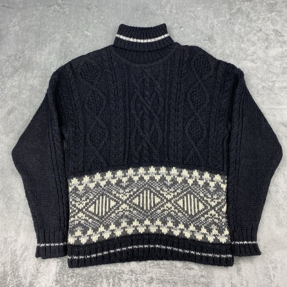 liz sport Sweaters - Vtg Liz Sport Sweater Womens Sz S Fair Isle Wool Blend Cable Knit Ski Turtleneck